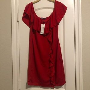 Boohoo Plus Yasmin Off The Shoulder Ruffle Dress - Red US Size 16